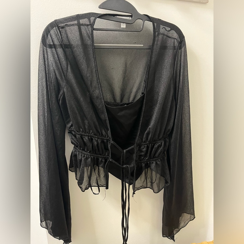 Persaya Elegant Black Sheer Blouse